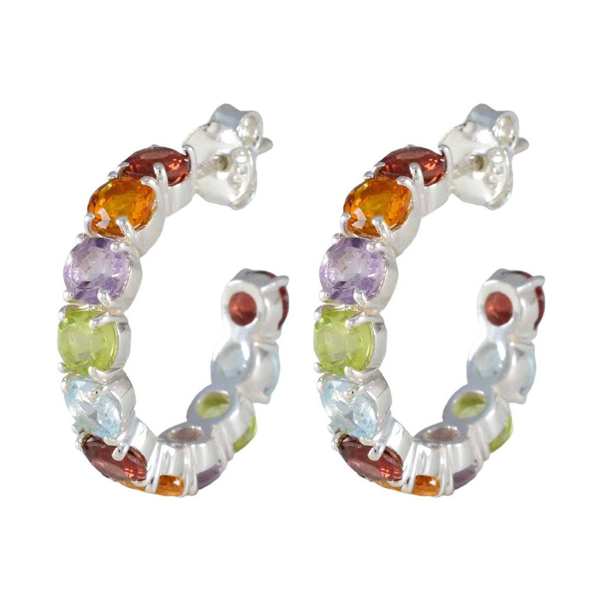 Multi-Italian-Lorena-multiple-Stud-multicolor-Silver-Earring