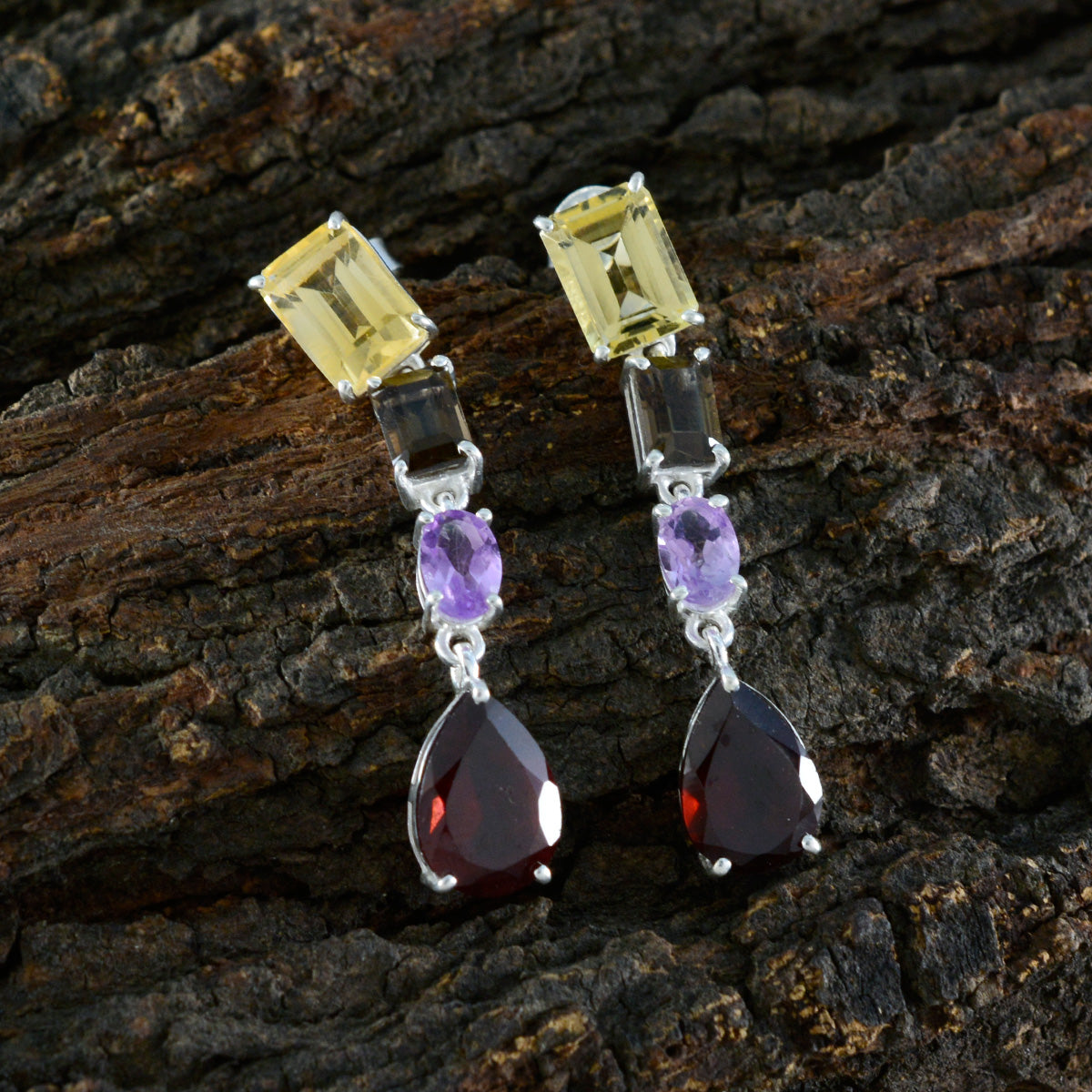 Multi-Italian-Mariana-quarter-Stud-multicolor-925-Sterling-Silver-Earring