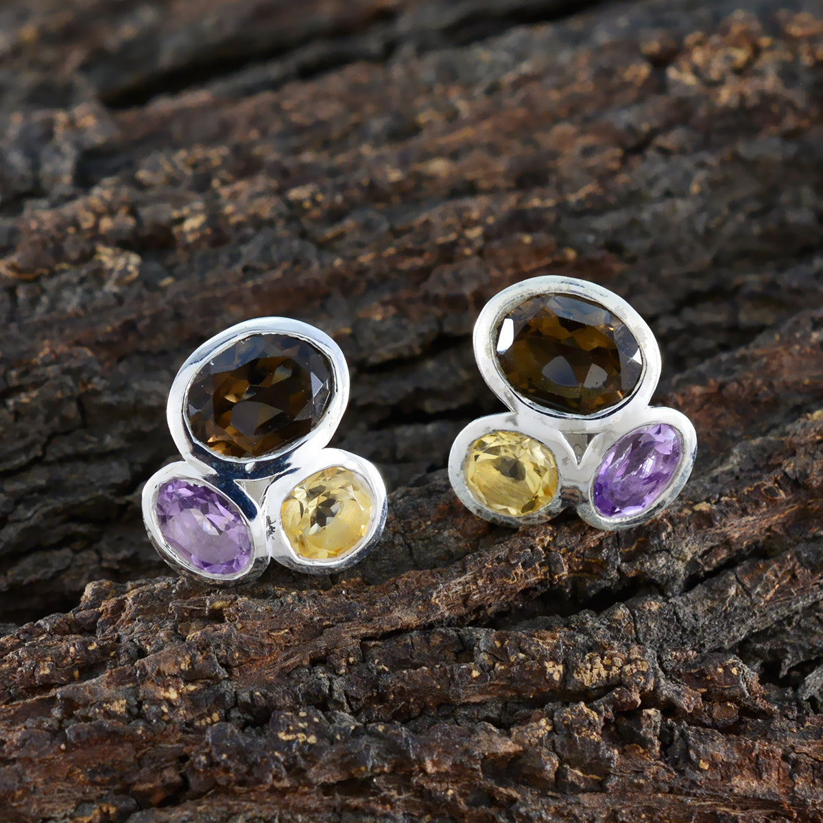 Multi-Spanish-Dayana-Trilogy-Stud-multicolor-925-Sterling-Silver-Earring