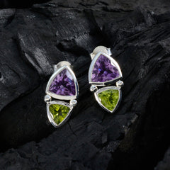 Multi-French-Aaliyah-Toi-et-Moi-Stud-multicolor-Silver-Earring