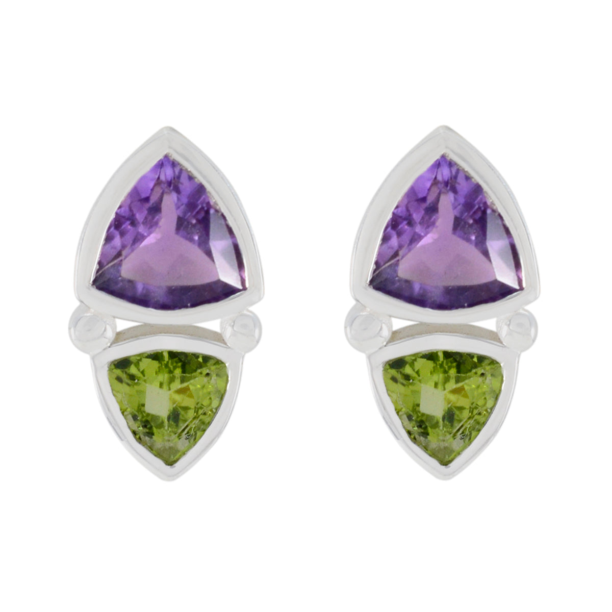 Multi-French-Aaliyah-Toi-et-Moi-Stud-multicolor-Silver-Earring