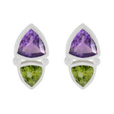 Multi-French-Aaliyah-Toi-et-Moi-Stud-multicolor-Silver-Earring