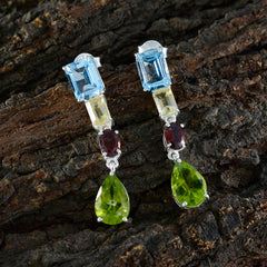 Multi-Middle-Eastern-Micaela-quarter-Stud-multicolor-Silver-Earring