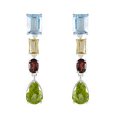 Multi-Middle-Eastern-Micaela-quarter-Stud-multicolor-Silver-Earring