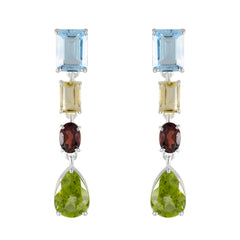 Multi-Middle-Eastern-Micaela-quarter-Stud-multicolor-Silver-Earring