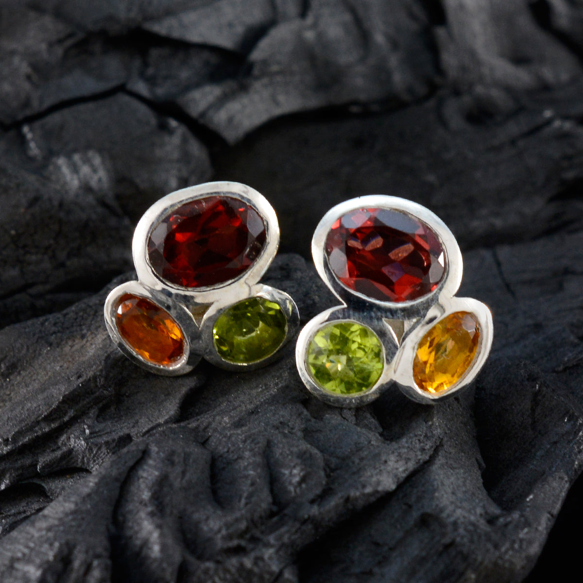 Multi-Turkish-Alejandra-multiple-Stud-multicolor-Sterling-Silber-Ohrring