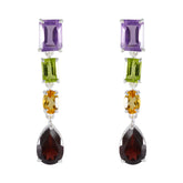 Multi-Mexican-Milagros-quarter-Stud-multicolor-Sterling-Silver-Earring