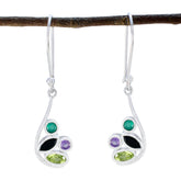 Multi-French-Alice-quarter-Dangle-multicolor-925-Sterling-Silver-Earring