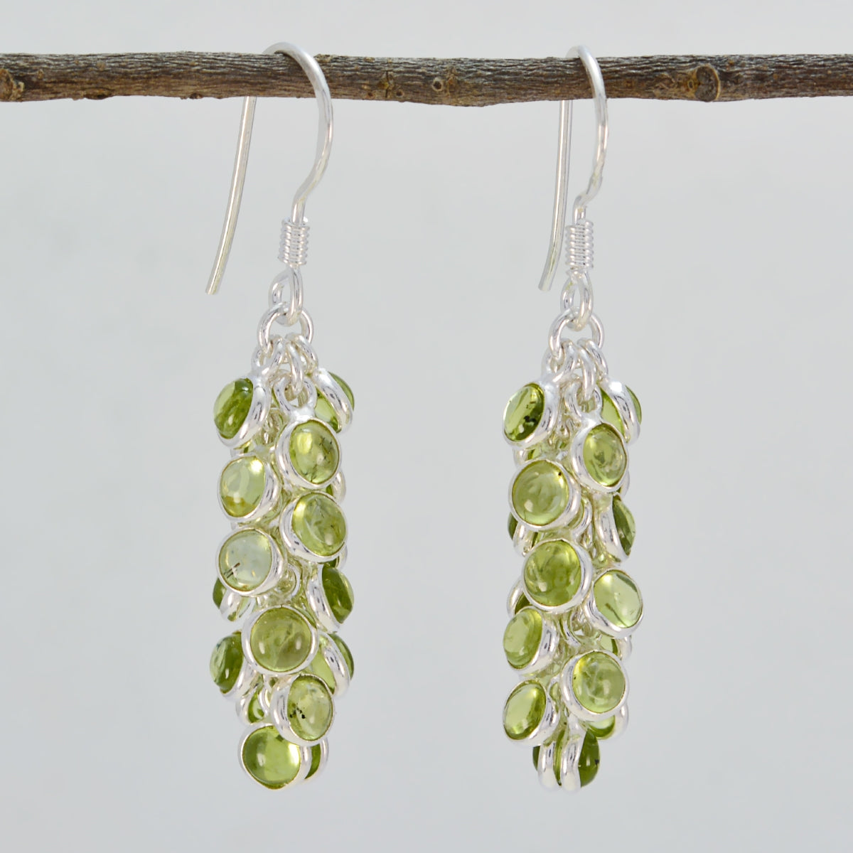 Peridot-Naher Osten-Florencia-mehrere-Dangle-Grün-92,5-Silber-Ohrring