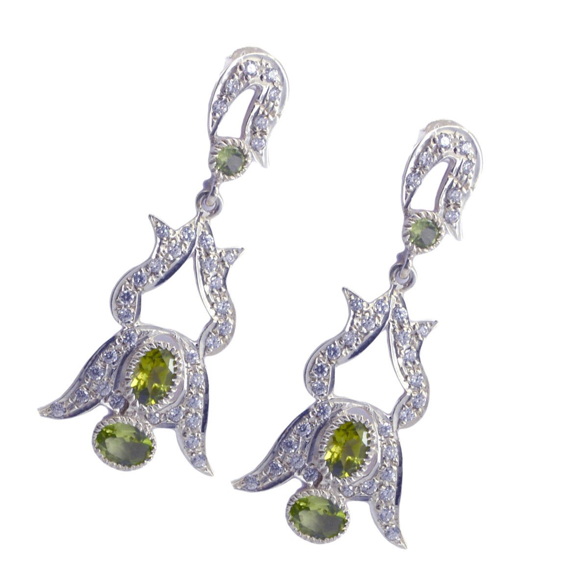 Peridot-Indian-Riya-multiple-Stud-Green-92.5-Silver-Earring