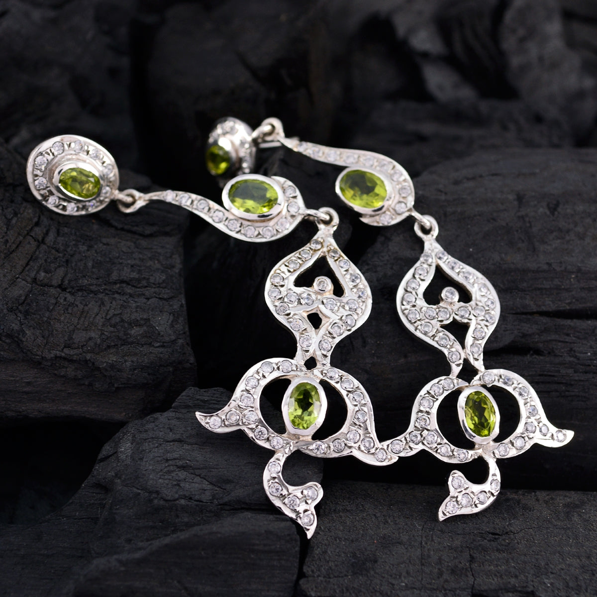 Peridot-Indian-Araya-multiple-Stud-Green-Sterling-Silver-Earring
