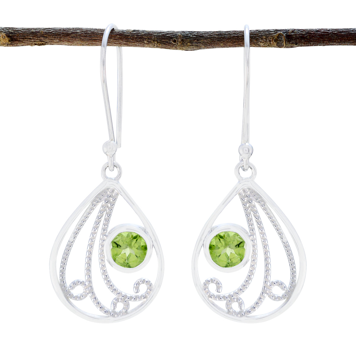 Peridot-Korean-Emma-Solitaire-Dangle-Grün-Sterling-Silber-Ohrring