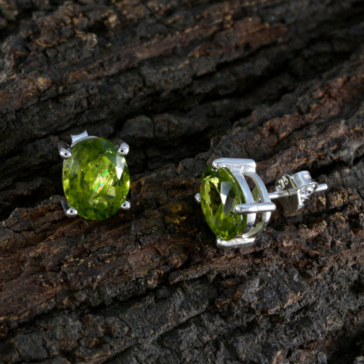 Peridot-African-Hazel-Solitaire-Stud-Green-925-Sterling-Silver-Earring