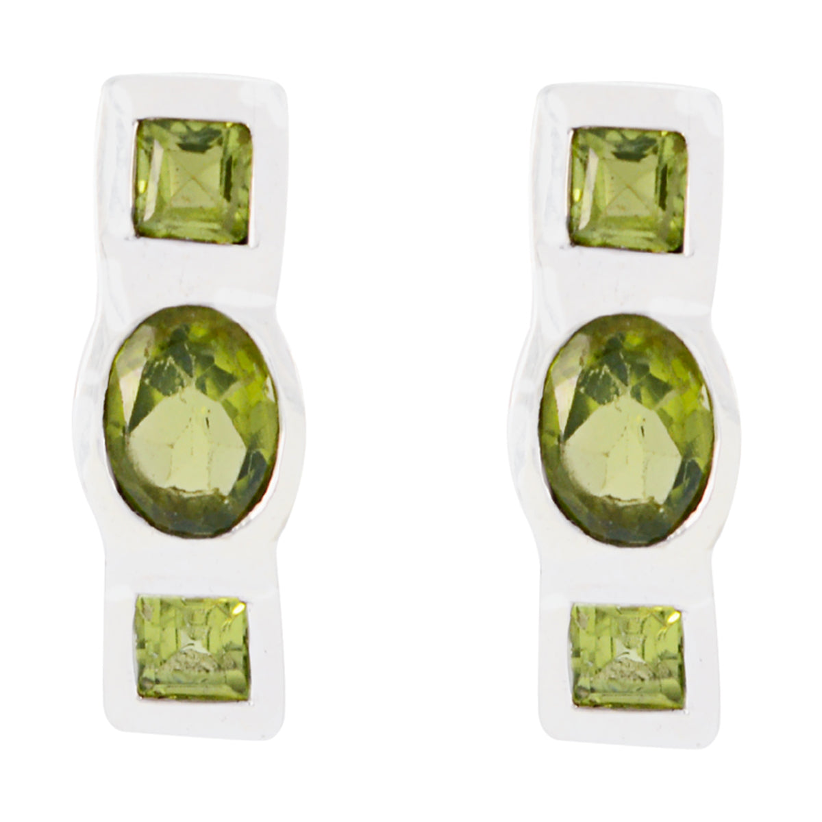 Peridot-American-Isabel-Mehrfach-Ohrstecker-Grün-Silber-Ohrring