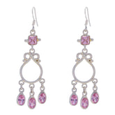 Pink-CZ-American-Sarah-multiple-Dangle-Pink-92.5-Silver-Earring