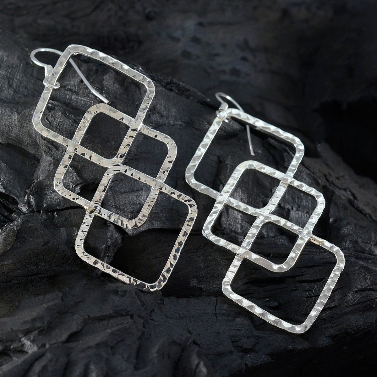 Plain-Middle-Eastern-Ivana-plain-Dangle-Gray-925-Silver-Earring