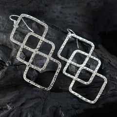 Plain-Middle-Eastern-Ivana-plain-Dangle-Gray-925-Silver-Earring