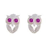 Ruby-CZ-Australian-Harper-multiple-Stud-Pink-925-Sterling-Silver-Earring