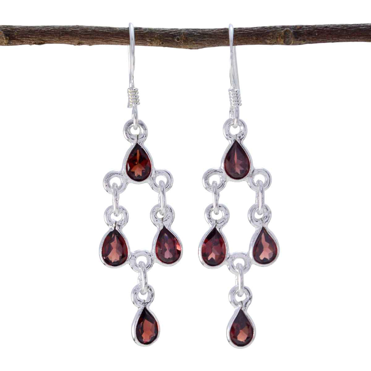 Garnet-Moroccan-Charlotte-multiple-Dangle-Red-92.5-Silver-Earring