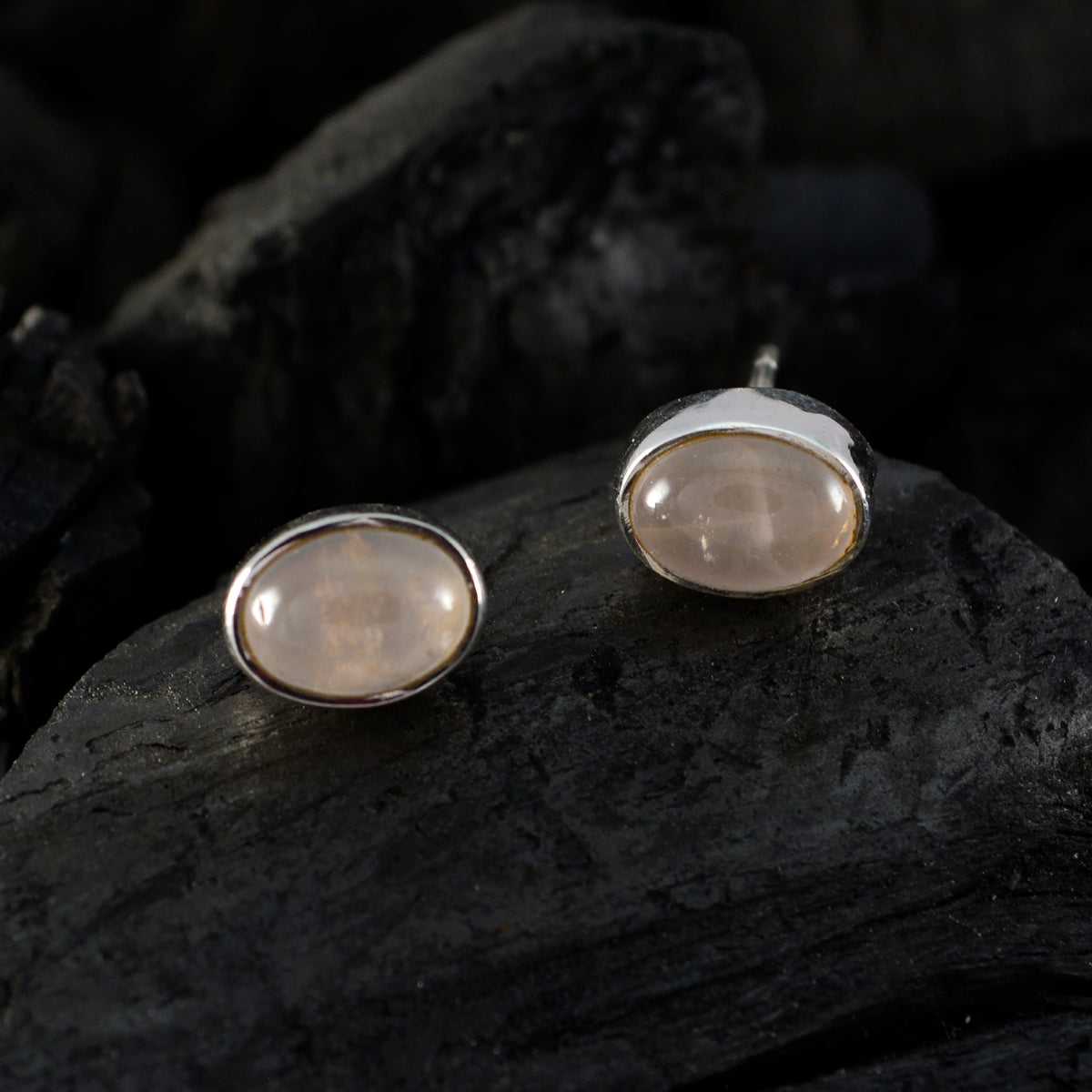 Rose-Quartz-French-Carolina-Solitaire-Stud-Pink-925-Silver-Earring