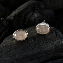 Rose-Quartz-French-Carolina-Solitaire-Stud-Pink-925-Silver-Earring
