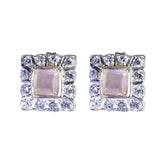 Rose-Quartz-Russian-Luna-multiple-Stud-Pink-Silver-Earring