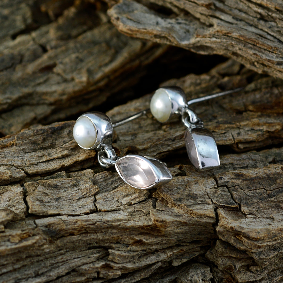 Rose-Quartz-Moroccan-Marie-multiple-Stud-Pink-Silver-Earring