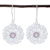 Rose-Quartz-French-Natalie-Solitaire-Dangle-Pink-925-Sterling-Silver-Earring