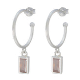 Rose-Quartz-Latin-American-Victoria-Solitaire-Dangle-Pink-925-Sterling-Silver-Earring