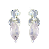 Rose-Quartz-Moroccan-Skylar-Solitaire-Stud-Pink-925-Sterling-Silver-Earring