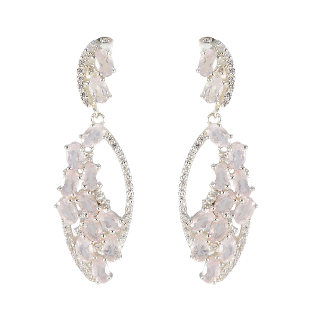 Rose-Quartz-American-Aiko-multiple-Stud-Pink-925-Silver-Earring