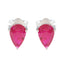 Ruby-French-Sakura-Solitaire-Stud-Red-Silver-Earring