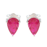 Ruby-French-Sakura-Solitaire-Stud-Red-Silver-Earring