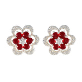 Ruby-CZ-American-Fernanda-multiple-Stud-Red-925-Silver-Earring