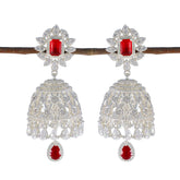 Ruby-CZ-Indian-Araya-multiple-Stud-Red-925-Sterling-Silver-Earring