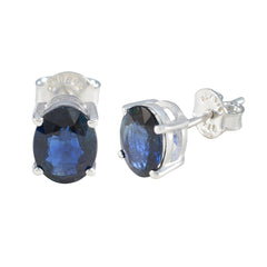 Blue-Sapphire-Egyptian-Yan-Solitaire-Stud-Blue-Silver-Earring