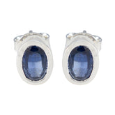 Blue-Sapphire-Russian-Rebeca-Solitaire-Stud-Blue-Sterling-Silver-Earring
