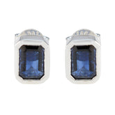 Blue-Sapphire-Mexican-Milagros-Solitaire-Stud-Blue-925-Sterling-Silver-Earring