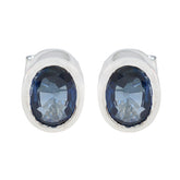 Blue-Sapphire-African-Pilar-Solitaire-Stud-Blue-Silver-Earring
