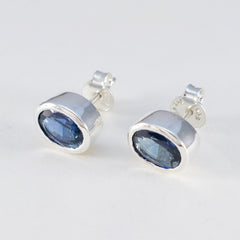 Blue-Sapphire-African-Pilar-Solitaire-Stud-Blue-Silver-Earring