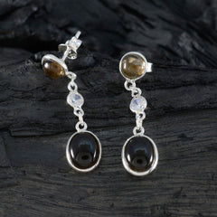 Smoky-Quartz-Mexican-Yasmin-multiple-Stud-Brown-92.5-Silver-Earring