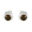 Smoky-Quartz-African-Emma-Solitaire-Stud-Brown-92.5-Silver-Earring