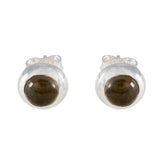 Smoky-Quartz-African-Emma-Solitaire-Stud-Brown-92.5-Silver-Earring