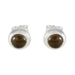 Smoky-Quartz-African-Emma-Solitaire-Stud-Brown-92.5-Silver-Earring