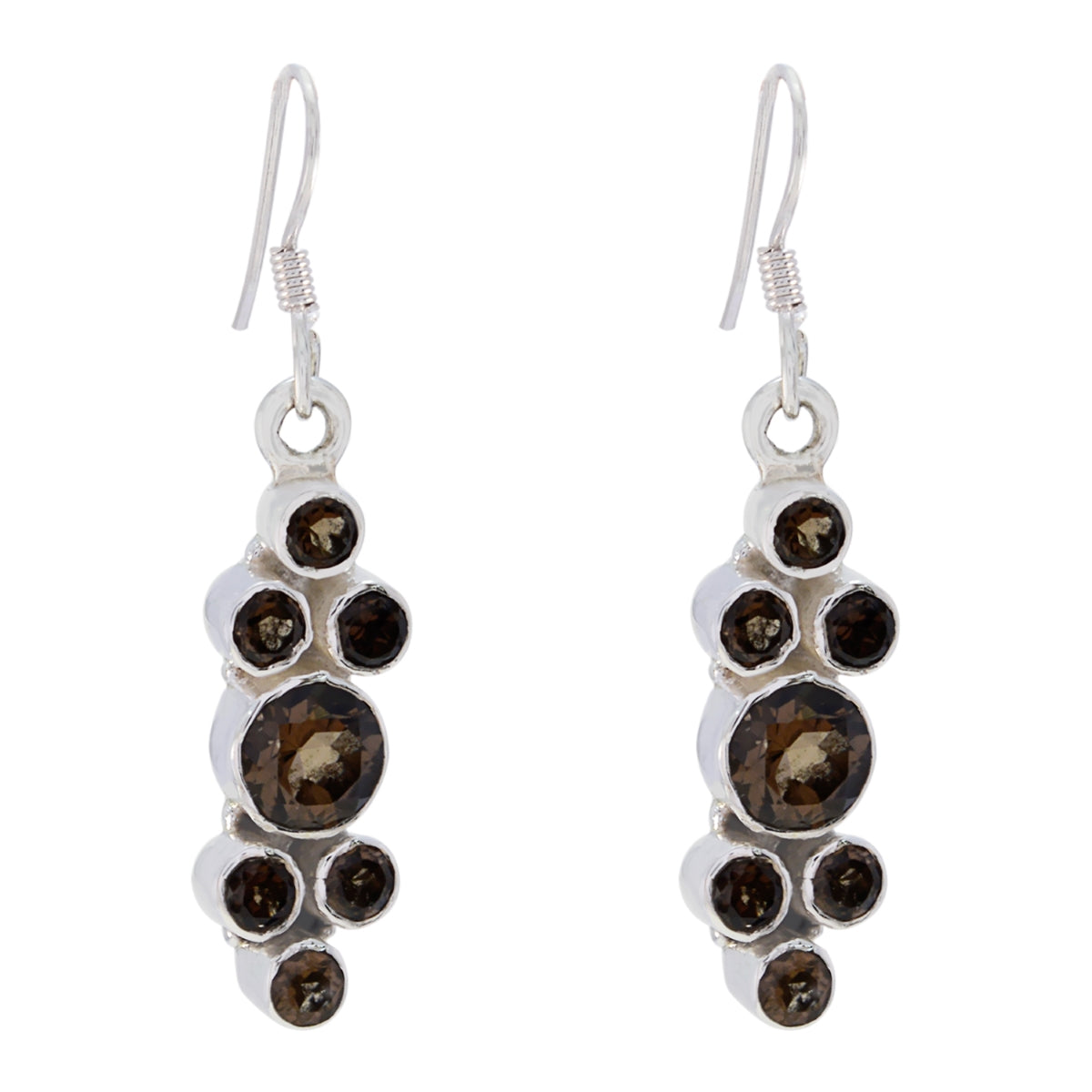 Smoky-Quartz-Spanish-Li-Lee-multiple-Dangle-Brown-92.5-Silver-Earring