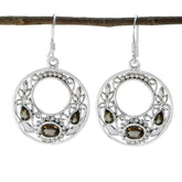 Smoky-Quartz-Latin-American-Ling-multiple-Dangle-Brown-92.5-Silver-Earring