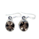 Smoky-Quartz-Egyptian-Marie-Solitaire-Dangle-Brown-925-Silver-Earring