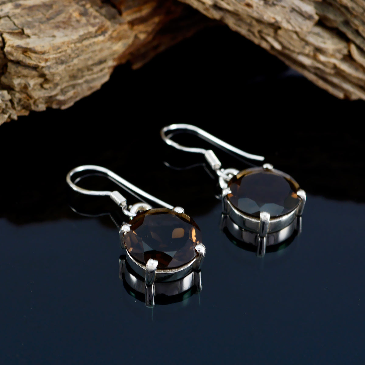 Smoky-Quartz-American-Seo-yeon-multiple-Dangle-Brown-Silver-Earring