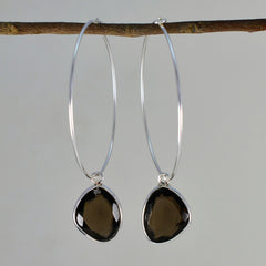 Smoky-Quartz-Korean-Soo-jin-multiple-Dangle-Brown-Silver-Earring