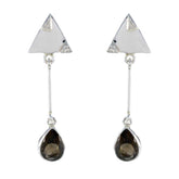 Smoky-Quartz-Japanese-Wen-multiple-Stud-Brown-925-Silver-Earring
